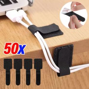 50/30/20/10Pcs Reusable Cable Ties Fastening Wire Organizer Cord Rope Holder Self Adhesive Adjustable Cord Organizer Straps Desk Management