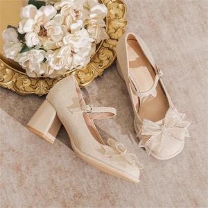 Mary Jane รองเท้าส้นสูงแพลตฟอร์มกันน้ําสําหรับแม่บ้านเจ้าสาว ชุดกี่เพ้า สไตล์เจ้าหญิงส้น ผู้หญิง รองเท้า ทันสมัย รองเท้าปาร์ตี้