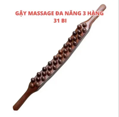 [Spa] Gậy gỗ massage đa năng giảm béo 3 hàng 31 bi
