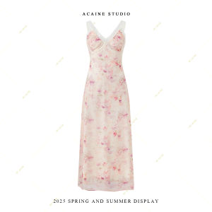 V-Neck Waist-Tying Lace Strap Maxi Dress