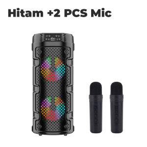 Karaoke Speaker Bluetooth Wireless Free Mic Super Bass Salon Aktif Nirkabel Full Bass USB 4 Inch x2