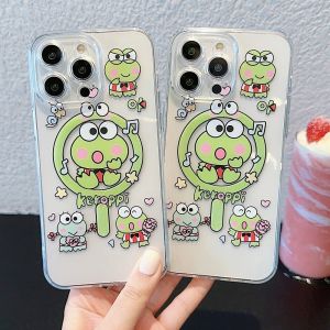 Cute Cartoon Keroppi Frog with Magnetic Function Magsafe Shockproof Phone Cases for iPhone 15ProMax 14ProMax 13ProMax 12ProMax Phone Cover for iPhone 15 Plus 14 13 12 11 Phone Case for iPhone 15Pro 14Pro 13Pro 12Pro