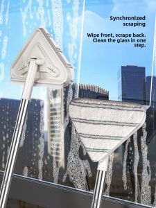 Triangle Extendable Mop Cleaning Tool Ceiling Household Wall Cleaning Wall Tile Dusting Tool Manual Iron Rod Squeegee Mop