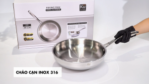 Chảo rán inox 316 size 28cm lòng cạn KUCHEN KU FP281316 - Bảo hành 10 năm
