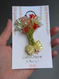 Flower Bouquet Beaded Bag charm Keychain