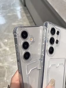 CrashStar Card Holder Soft Transparent Phone Case Untuk Samsung Galaxy S25 Ultra & Model Lainnya