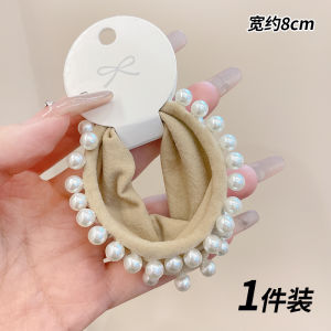 ริบบิ้นผูกผมแบบมีหัวเข็มขัดประดับมุกสำหรับผู้หญิง รุ่นใหม่ปี 2024 ระดับไฮเอนด์ ไม่มีรอยต่อ สำหรับผูกผมสั้นและหางม้าต่ำ