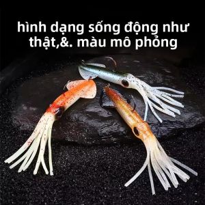 WEIHE Mực Nhân Tạo Dụ 14Cm 36G 5 Màu PVC Mềm Bạch Tuộc Mồi Có Chì Bên Trong Tác Dụng Tia UV Cho Câu Cá Thuyền Đại Dương