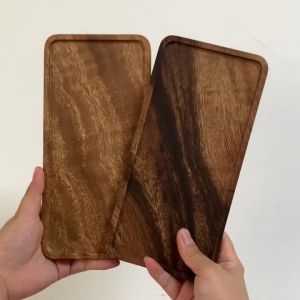 Natural Wooden Rectangular Serving Tray Food Fruit Snack Storage Coffee Tea Breakfast Tray Home Hotel Bathroom Vanity Decor