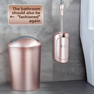 Nordic Style Home Use Trash Can with Lid Swinging Lid Household Kitchen Bathroom Waste Bin Paper Basket round Cylinder Shape