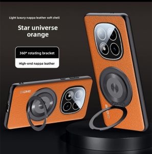 szhaiyu | Leather Silicone Soft Phone Case for Xiaomi Redmi Note 15 14 13 Pro Plus Camera Protection Magnetic Rotation Bracket Cover