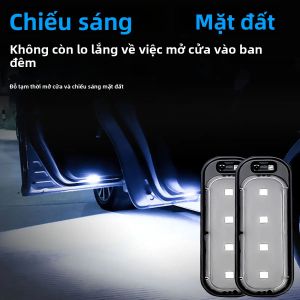 Đèn Chào Mừng Cửa Xe RGB/Trắng Đèn LED Không Dây Tạo Bầu Không Khí Chiếu Sáng Ban Đêm Sạc USB Đèn Chống Va Chạm Cho Xe