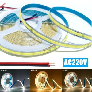 1-5m 220V Flexible Tape Lights Dimmable COB LED Strip Light Smart IC No Need Driver High Bright 240LEDs Linear Lighting RA95