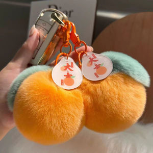 Adorable Little Orange Keychain New Year Good Things Happen Plush Hanging Decoration Creative Gift Keychain Cartoon Series