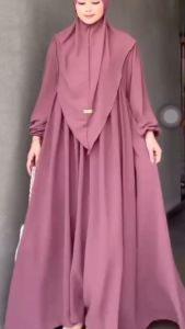 GAMIS SET HIJAB CRINGKLE AIRFLOW PREMIUM JUMBO LD 120 BAJU LEBARAN TERBARU 2026