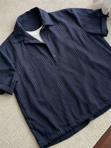 CHENMU | Elegant Striped Faux Two-piece Ice Silk Polo Shirt