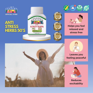 21st Century Anti Stress Herbs 50S - 6 Calming Herbs To Keep You Stress Free - Natural Herbal Remedy with No Side Effects