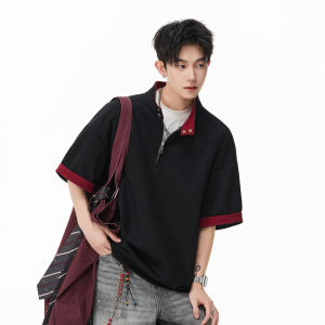 WUKONGYOUHUO | Decomstructed Colorblock Half-Zip T-Shirt