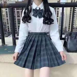 [County Show Pavilion] Magic Seaweed Orthodox JK for Schools Uniform Plaid Skirt Japanese Style Pleated Skirt A- line Skirt High Waist Temperament