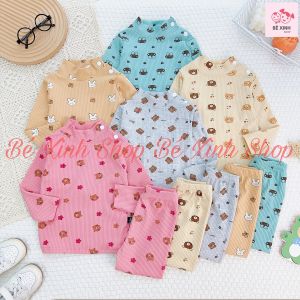 [Sale Khủng]Set Đồ Bộ Quần Áo Cho Trẻ Em Trai Gái 8-20kg Đồ Bộ Dài Tay Thun Gân cổ 3p Cho Bé Trai Gái 3P GẤU THỎ Bé_Xinh_Shop