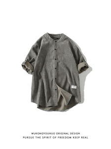 Guang มีสินค้าเสื้อเชิ้ตทำงานแขนสั้นผ้าลูกฟูกแนววินเทจสไตล์ญี่ปุ่นสำหรับผู้ชายเสื้อเชิ้ตลำลองวินเทจทรงหลวมแบรนด์ยอดนิยมสำหรับฤดูร้อน