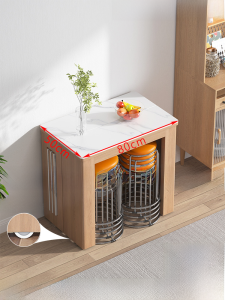 Solid Wood Foldable Stone Plate Side Standing Dining Table For Home Small Apartment Retractable Classy Multi-Functional Wall Movable Rice...