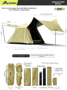 BSWOLF | All-in-One Canopy Quick-Up Portable Folding Double-Layer Sun Protection Waterproof Tent