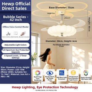 HUIPU ZHAOMING | French Cream Retro Design Quiet Eye Protection Ceiling Fan Light