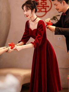 plus Size Evening Gown Womens Slimming Celebration Dress Cover Belly Pearl Embellished Short Skirt mid Waist Velvet Fabric