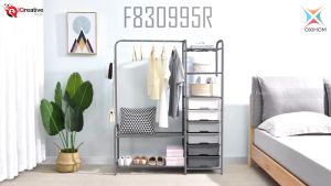 Oxihom Lemari Pakaian Gantungan Baju Full Drawer Pakaian Lemari Baju Gantung 6 Laci Susun