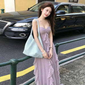 Flounce Hem Spaghetti Strap Chiffon Dress