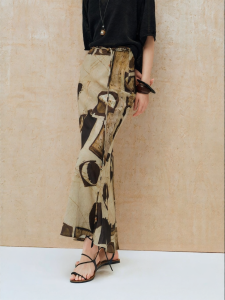 SUSHE | Geometric Print Elastic High Waisted Slimming Long Skirt
