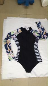 One Piece Baju Renang Bikini Wanita Lengan Panjang Hitam Trendy Perlindungan Matahari Cewek Swimwear Seksi Pantai Rashguard Bathing Suit