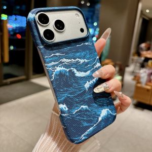 szhaiyu | Carbon Fiber Kevlar Texture Leather Magnetic Phone Case for IPhone 13 14 15 16 17 Pro Max Air Hard Plastic Protective Cover