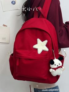 น้ำหนักเบา สีบริสุทธิ์ที่น่าสนใจ ผู้หญิง กระเป๋าเป้สะพายหลังเกาหลีสไตล์ญี่ปุ่น Ins Rucksack กระเป๋าเดินทางกระเป๋านักเรียนพร้อมคอมพิวเตอร์ กระเป๋าเสื้อ