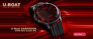 U-Boat Darkmoon 8466/B Quartz Red Dome Sapphire Glass Black IPB Stainless Steel Case Watch 44MM (Jam Tangan U-Boat Darkmoon 8466/B Quartz Red Dome Sapphire Glass Jam Tangan Tali Getah Hitam 44MM)
