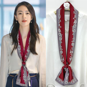 Thời Trang Mùa Xuân Mùa Thu Khăn Choàng Nữ Thời Trang Pháp Retro Dài Mỏng Dây Cao Cấp Cảm Giác Sợi Polyester đa Chức Năng