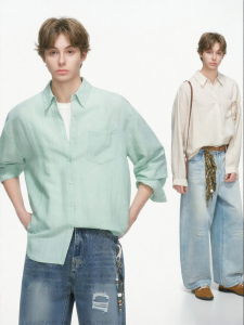 Áo Sơ Mi Dài Tay Tencel Phong Cách Retro