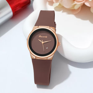 Ladies Watch Simple and Stylish Silicone Tape Roman Disc with Calendar Quartz Watch