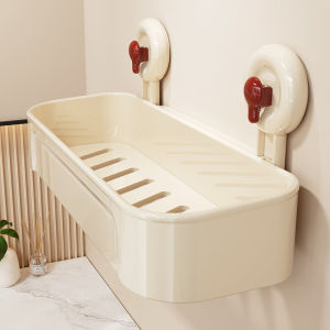 Bathroom Suction Cup Rack Toilet Wall Storage Shelf No Drilling Plastic Hanging Basket Organizer Cream Style Universal Space Saver
