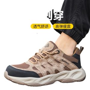 Men Steel Toe Anti Smash Anti Puncture Safety Work Shoes Lightweight Fashionable Construction Industrial Protective Footwear