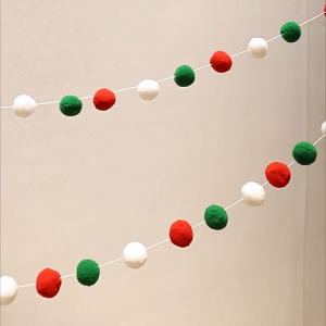 Christmas Pom Poms Garland Rainbow Colorful Hanging Felt Balls Banners Wall Tree Mantel Decorate Christmas Decorations 聖誕節 裝飾品 圣诞节装饰 圣诞树