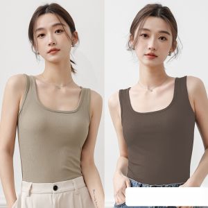 miiow | Slim Fit U-Neck Strap Vest Women Summer Outerwear Covering Underarm Wide Shoulder Strap Base Layer Inner Wear Cat Woman Style