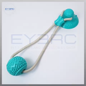 Interactive Self-Playing Rubber Ball with Suction Cup for Pets - Teal Color - Encourages Physical Activity & Mental Stimulation