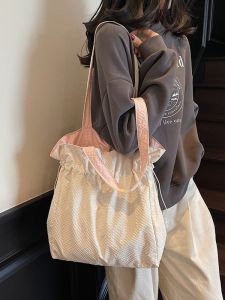 Double-Sided Commuter Tote Bag Womens Large Capacity Casual Versatile Student Cloth Bag Autumn New Style Youza Handbag