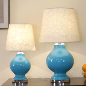 Bedroom Table Lamp Blue Glass Lamp Bedside Lamp Bedroom Study Living Room European and American Style Country Idyllic Decoration Table Lamp