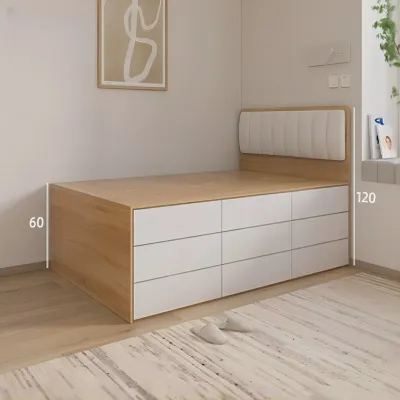 Nordic Style Storage Bed with High Box And Footrest for Small Spaces Single Person Bedroom Furniture Customizable Options