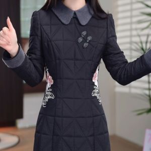 Warm Reheating Cotton Slimming New Chinese Style Qipao Dress Long Sleeve Elegant Autumn Winter Fashion A-Line Skirt Qipao Gown
