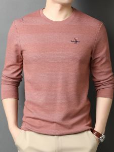 Áo thun nam tay dài mùa thu đông mới rộng rãi cổ tròn áo nỉ thường ngày chất liệu polyester cotton spandex thương hiệu Romon thời trang