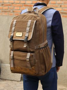 กระเป๋าเป้สะพายหลังผ้าใบความจุขนาดใหญ่ 50 ลิตรสำหรับเดินทางชาย กระเป๋าเป้สะพายหลังแบบลำลองสำหรับการเดินป่าและกิจกรรมกลางแจ้ง กระเป๋าสะพายไหล่คู่แบบนิ่มสำหรับเยาวชน